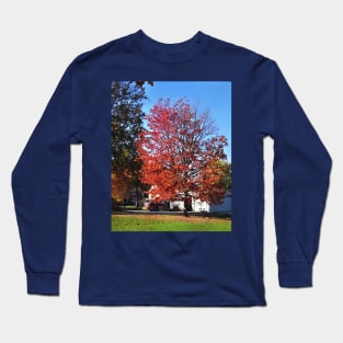 Fire Engine by Fire Station in Autumn Long Sleeve T-Shirt